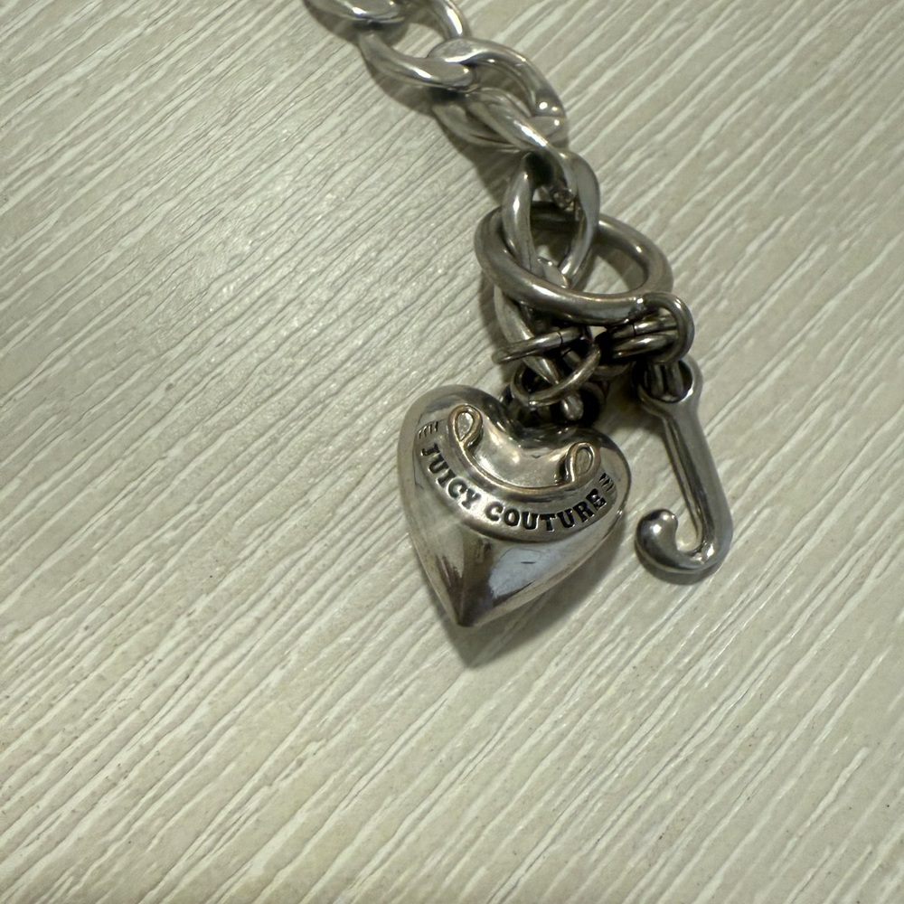 Juicy Couture Silver Heart Charm Bracelet